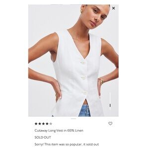 White Linen Cutaway Long Vest